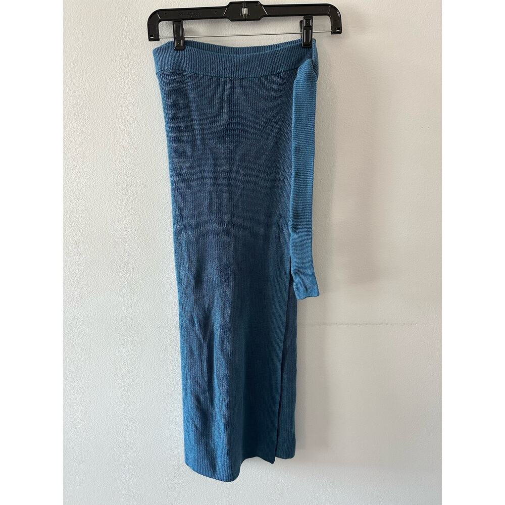 Free People Beach Skirt Women's Small Blue Eyes on You Wrap Midi Knit Ribbed